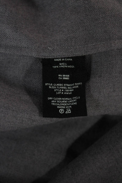 Theory Women Virgin Wool Collared Button-Up Blouse Gray Long Sleeve Size PP
