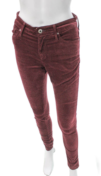 AG Womens Red Cotton Jeggings Button Closure Size 25