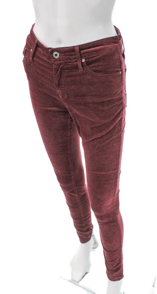 AG Womens Red Cotton Jeggings Button Closure Size 25