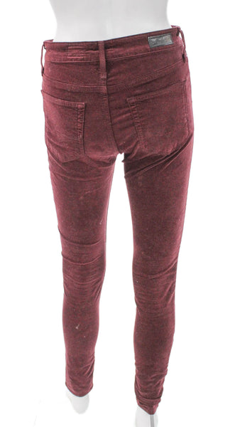 AG Womens Red Cotton Jeggings Button Closure Size 25