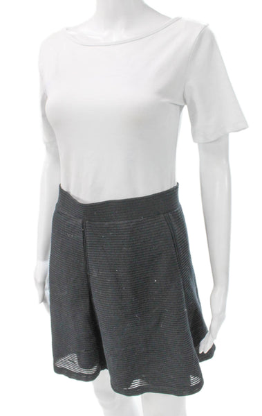 Vince Women A-Line Striped Gray Skirt Cotton Blend Short Pull On Size 2XS
