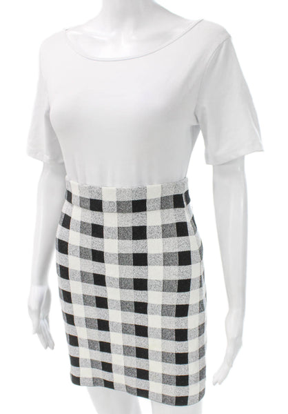 Theory Womens Straight Pencil Skirt Black Check Polyamide Short Size PP