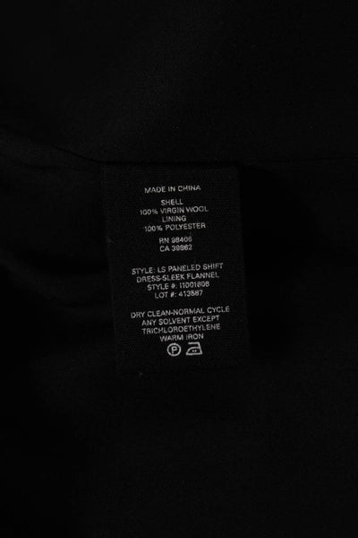 Theory Women Shift Dress Black Virgin Wool Boat Neck Long Sleeve Size PP