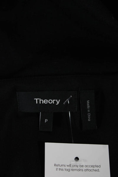 Theory Women Shift Dress Black Virgin Wool Boat Neck Long Sleeve Size PP