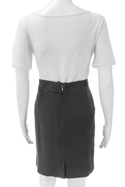 Armani Collezioni Womens Straight Pencil Skirt Gray Silk Blend Zip Size 12