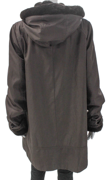 Marc New York Womens Brown Synthetic Parka Zip Size L