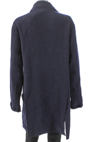 Derek Lam 10 Crosby Womens Biker Wool Coat Blue Zip Size 12