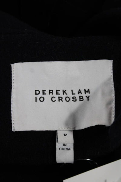 Derek Lam 10 Crosby Womens Biker Wool Coat Blue Zip Size 12