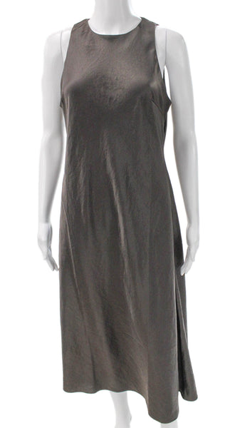 Madewell Womens Tank Dress Gray Sleeveless Mid-Calf Button Polyester Size 4