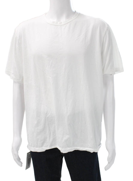 Todd Snyder Mens White Cotton Crew Neck Short Sleeve T Shirt Size L