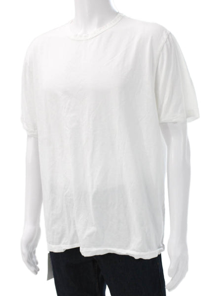Todd Snyder Mens White Cotton Crew Neck Short Sleeve T Shirt Size L
