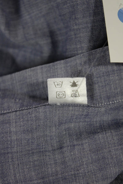 Ledbury Mens Button Down Long Sleeves Shirt Blue Cotton Size 15.5 39