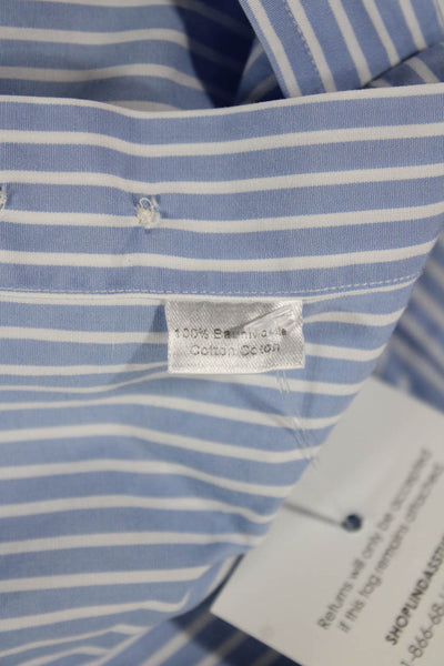 Ledbury Mens Striped Button Down Shirt Sky Blue White Size 15.5 39