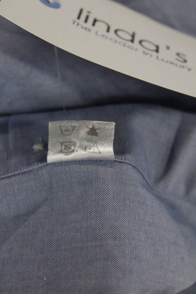 Ledbury Mens Slim Fit Button Down Shirt Blue Cotton Size Large