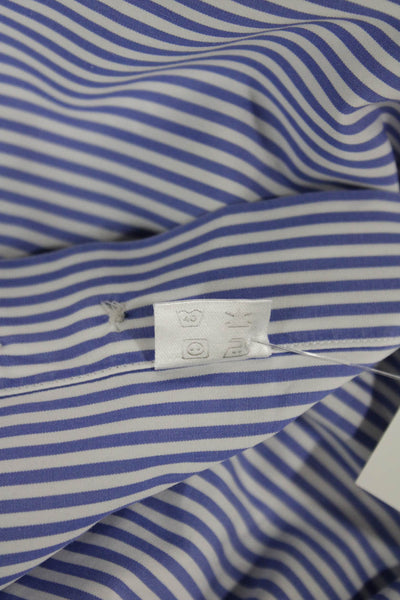 Ledbury Mens Striped Button Down Dress Shirt White Blue Size 15.5 39
