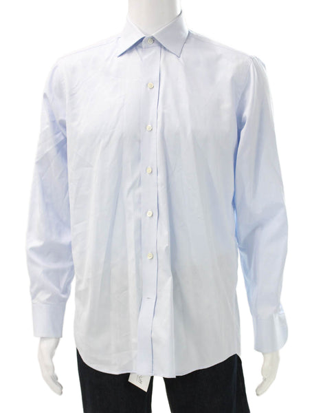 Ledbury Mens Long Sleeves Button Down Dress Shirt Sky Blue Size 15.5 39