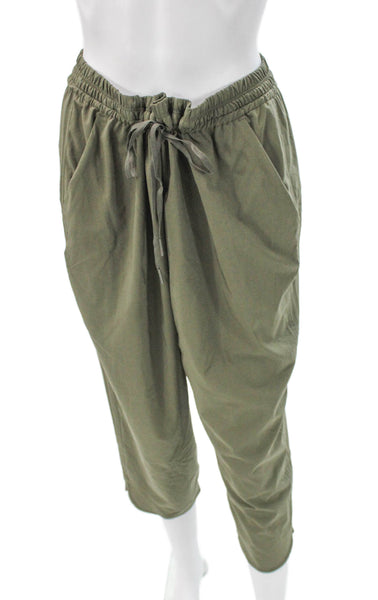Lululemon Women Cropped Pants Green Drawstring Recycled Polyester Size 12