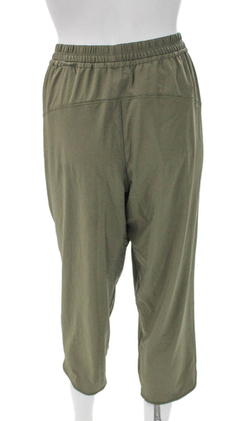 Lululemon Women Cropped Pants Green Drawstring Recycled Polyester Size 12