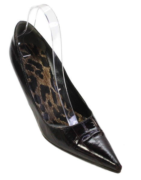 Dolce & Gabbana Womens Leathe Pointed Toe Heels Brown Size 8.5