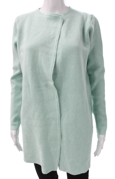 J Crew Womens Cardigan Green Cotton Round Neck Long Sleeve Size S