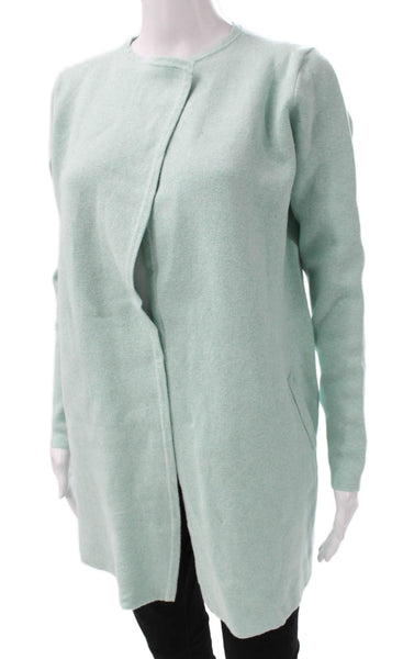 J Crew Womens Cardigan Green Cotton Round Neck Long Sleeve Size S