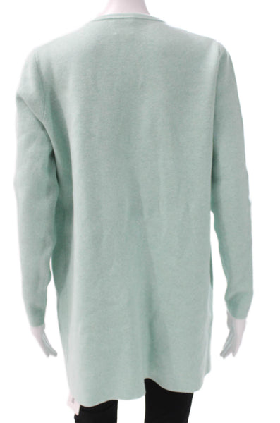 J Crew Womens Cardigan Green Cotton Round Neck Long Sleeve Size S
