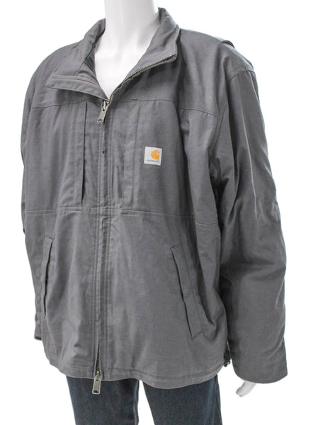 Carhartt Mens Gray Zip Jacket Size 2XL