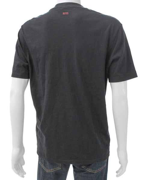 Boss Hugo Boss Mens Black Cotton Crew Neck Thistle Graphic Tee Size M