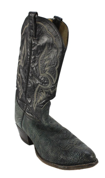 Tony Lama Mens Leather Pointed Toe Cowboy Boots Black Multi Colored Size 10.5 D