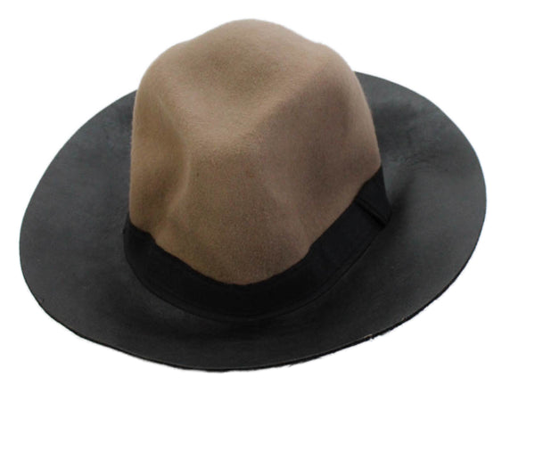 BCBG Max Azria Womens Faux Leather Contrast Western Hat Beige Black