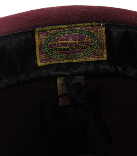 Scala Womens Feather Trim Western Hat Red Wool Size One Size