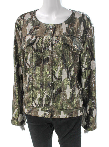 Dolce Cabo Women Military Jacket Multicolor Camouflage Long Sleeve Size XL