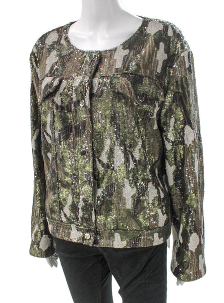 Dolce Cabo Women Military Jacket Multicolor Camouflage Long Sleeve Size XL