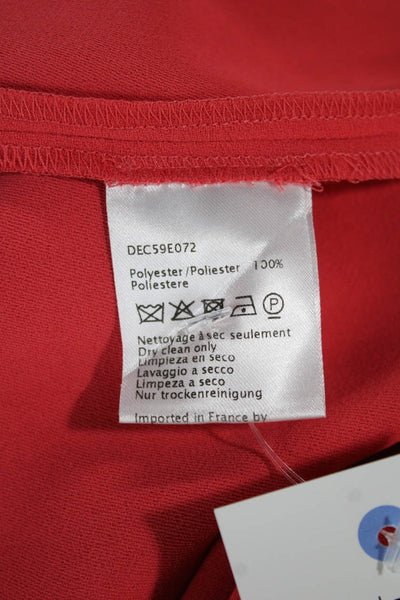 Gerard Darel Womens Red V-Neck Tunic Blouse 3/4 Sleeve 100% Polyester Size 44