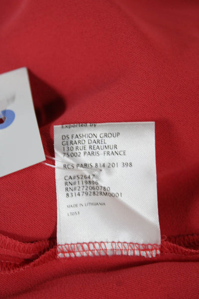 Gerard Darel Womens Red V-Neck Tunic Blouse 3/4 Sleeve 100% Polyester Size 44