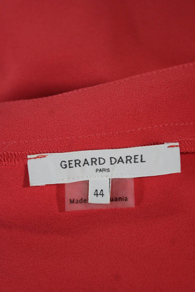 Gerard Darel Womens Red V-Neck Tunic Blouse 3/4 Sleeve 100% Polyester Size 44