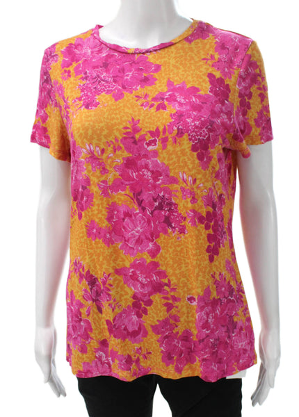Ted Baker London Women Multicolor Floral Crewneck T-Shirt Short Sleeve Size 4