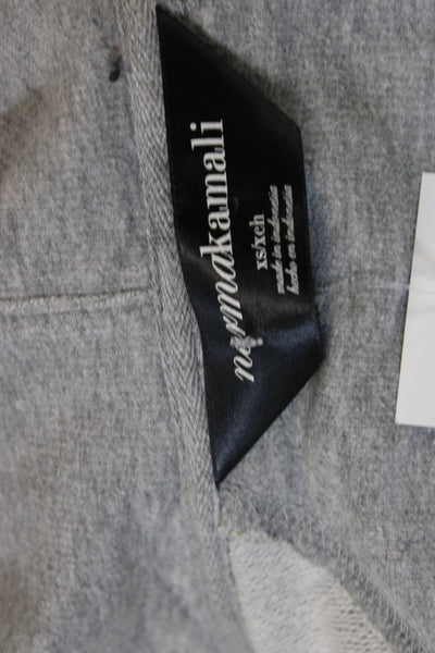 Norma Kamali Women Sweater Dress Hoodie Gray High Neck Zip 3/4 Sleeve Size XS