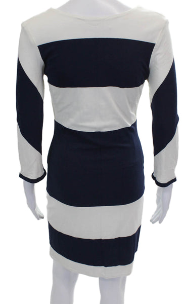 Jay Godfrey Womens Bodycon Dress Blue Scoop Neck 3/4 Sleeve Size 6