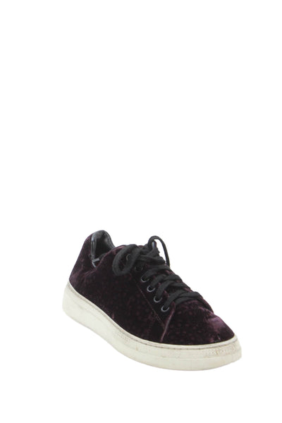 Alaia Womens Lace Up Spotted Velvet Low Top Sneakers Purple Size 36