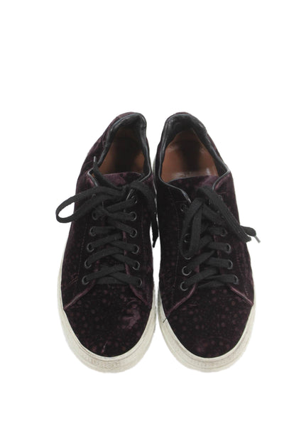 Alaia Womens Lace Up Spotted Velvet Low Top Sneakers Purple Size 36