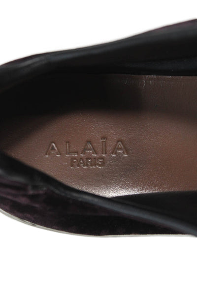 Alaia Womens Lace Up Spotted Velvet Low Top Sneakers Purple Size 36