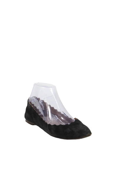 Chloe Womens Slip On Scalloped Round Toe Lauren Ballet Flats Black Size 35