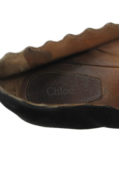 Chloe Womens Slip On Scalloped Round Toe Lauren Ballet Flats Black Size 35