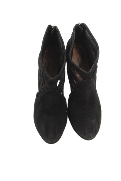 Alaia Womens Back Zip Stiletto Platform Cut Out Pumps Black Suede Size 38
