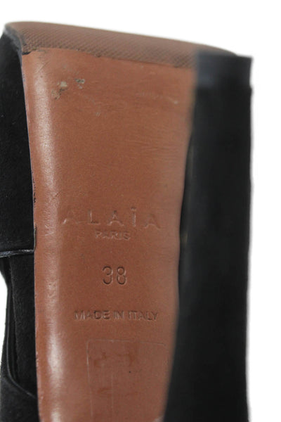 Alaia Womens Back Zip Stiletto Platform Cut Out Pumps Black Suede Size 38