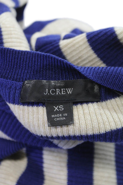 J Crew Womens Blue Striped Crew Neck Pullover Sweater Long Sleeve Size XS
