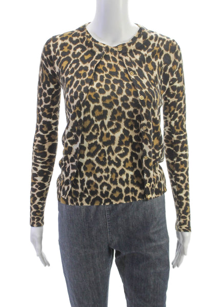 J Crew Womens Twinset Wool Beige Button Round Neck Long Sleeve Size XS