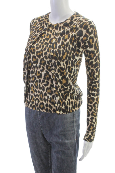 J Crew Womens Twinset Wool Beige Button Round Neck Long Sleeve Size XS