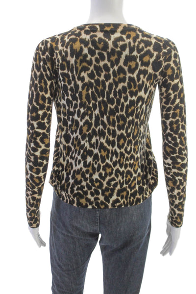 J Crew Womens Twinset Wool Beige Button Round Neck Long Sleeve Size XS